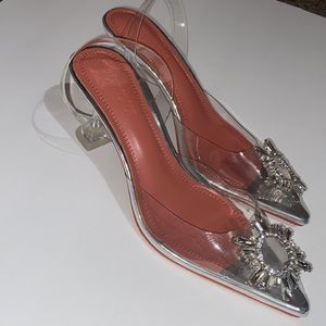 Hayixia clear high heels crystal pointed toe size 41